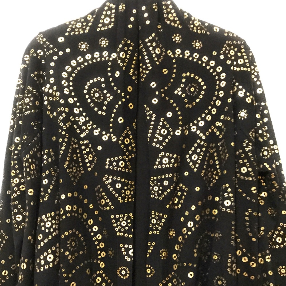 Black Gold Printed Draped Cardigan - NWOT - Picture 3 of 4